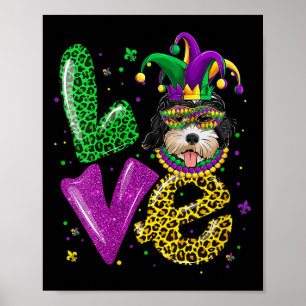 Póster Cute Love Golden Doodle Mask Perro Plaid Leopard M
