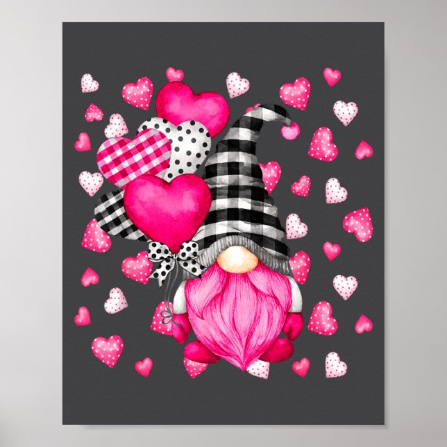 Póster Cute Love Heart Pattern For Her Nk Valentines Gnom (Frente)