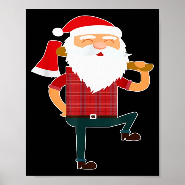 Póster Cute Lumberjack Santa Funny Ugly Christmas Axe Hat (Frente)