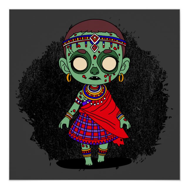 Póster Cute Maasai Zombie (Anverso)