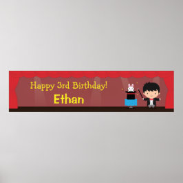 Póster Cute Magician Magical Birthday Party Banner