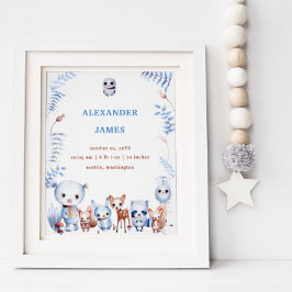 Póster Cute mágico de los animales de Woodland Estadístic