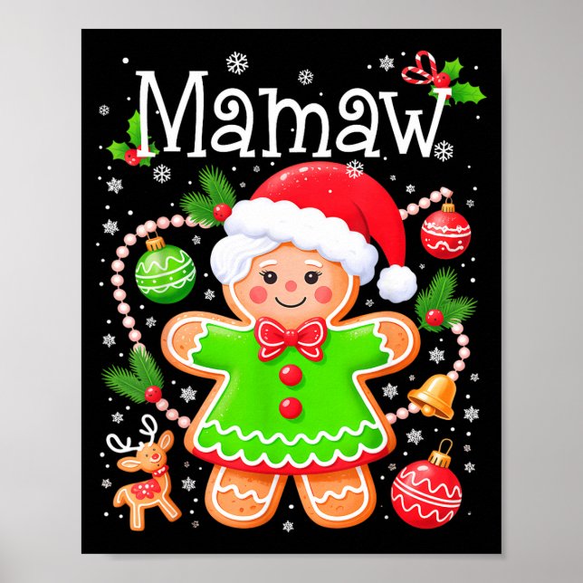 Póster Cute Mamaw Gingerbread Family Matching Christmas C (Frente)