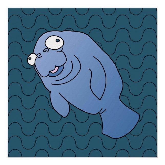 Póster Cute Manatee Hugger Personalizado Animal (Anverso)
