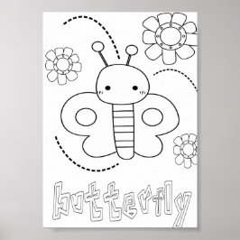 Póster Cute Mariposas Insectos Para Colorear
