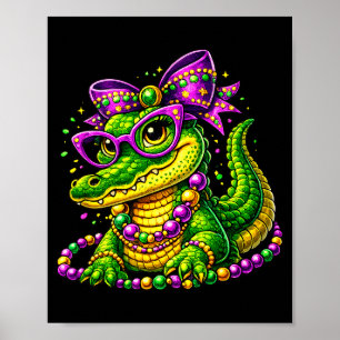 Póster Cute máscara de cuentas de caimán cocodrilo de mar