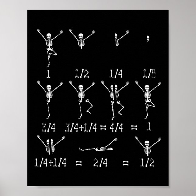 Póster Cute Math Teacher Equation Skeleton Math Students (Frente)