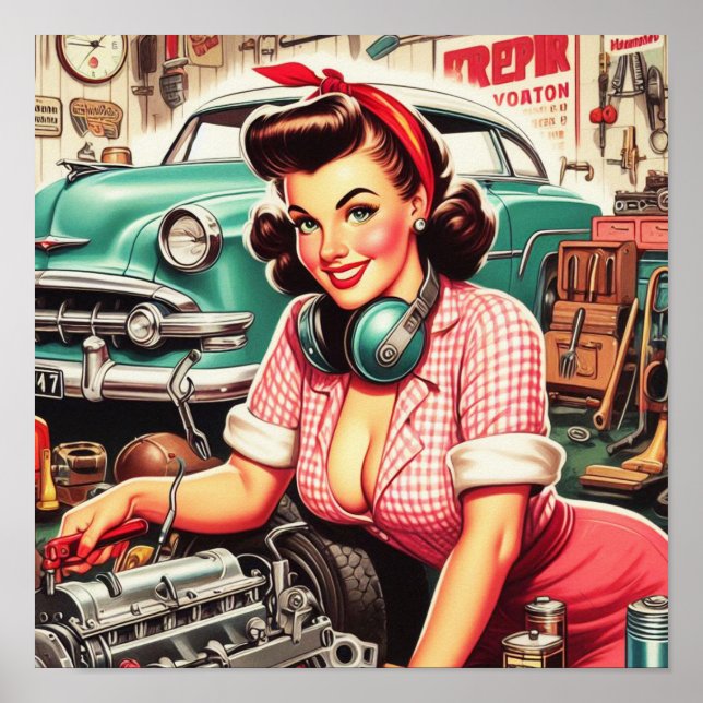 Póster Cute Mechanic Pin-up (Frente)