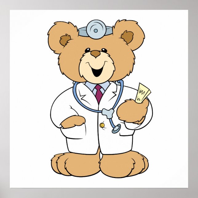 Póster Cute Médica Teddy Bear (Frente)
