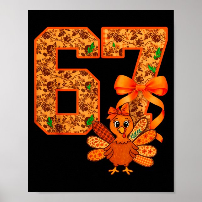 Póster Cute Meme 67 Coquette Bow Turkey Thanksgiving Aest (Frente)