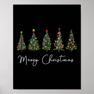 Póster Cute merry Árbol de Navidad Fun mujeres coincidien