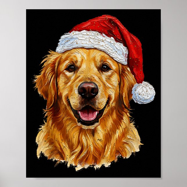 Póster Cute Merry Christmas Golden Retriever Dog Christma (Frente)