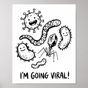 Póster Cute Microbio Germen Virus Biología Profesor Humor