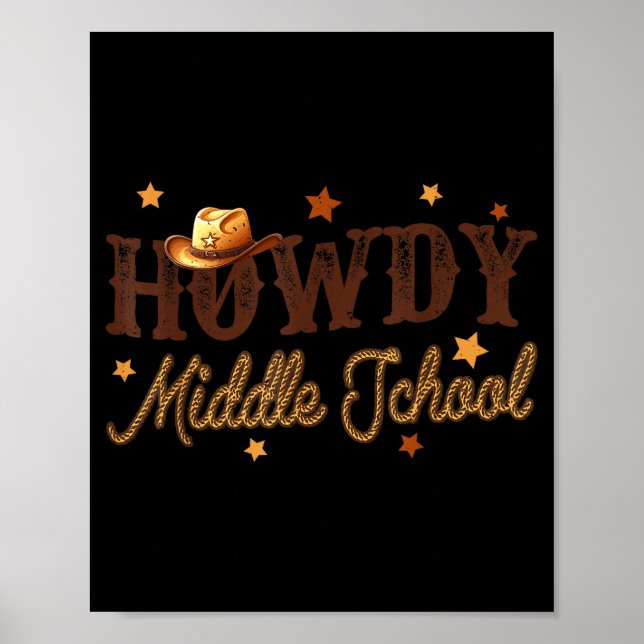 Póster Cute Middle School Teacher Rodeo Western Howdy Mid (Frente)