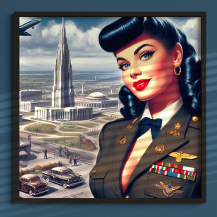 Póster Cute Military Pin-up