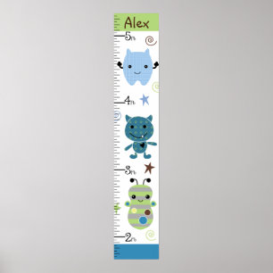 Póster Cute Monsters Growth Chart Manténgase a 8x44!