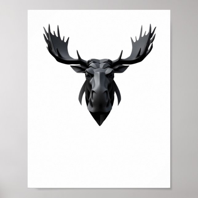Póster Cute Moose Hear 3d - Animals World Pegatina1 (Frente)