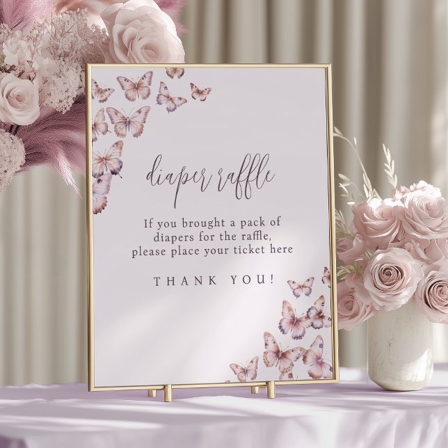 Póster Cute morado y mariposa rosa Diaper Raffle (Subido por el creador)
