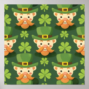 Póster Cute Mustache Leprechaun