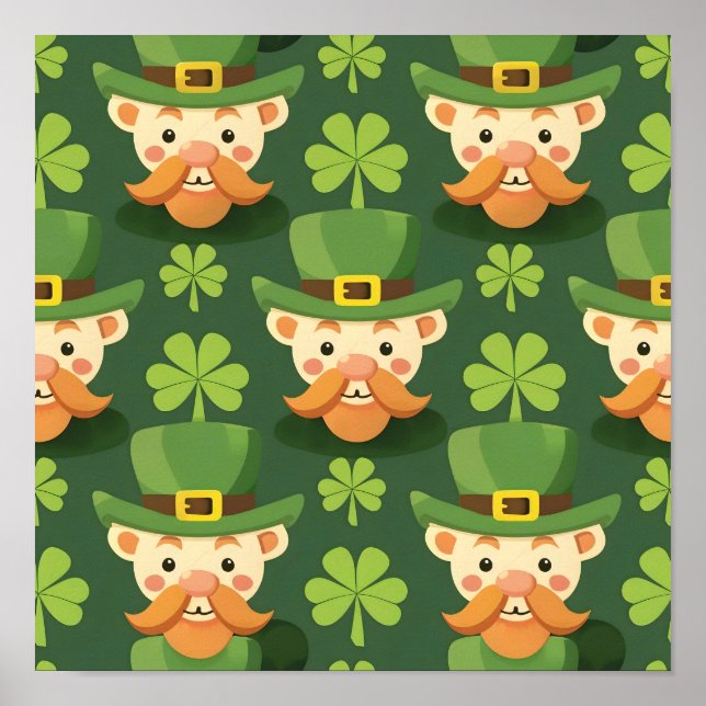 Póster Cute Mustache Leprechaun (Frente)