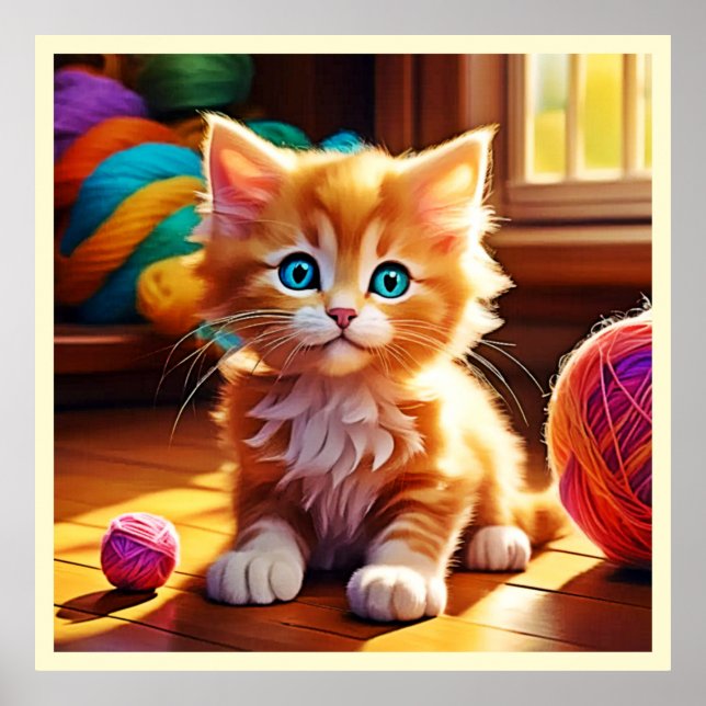 Póster Cute Naranja Kitten Art (Frente)