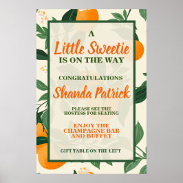 Póster Cute Naranja Theme Baby Shower