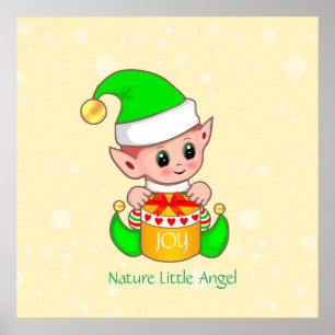 Póster Cute Navidad Naturaleza Elfo Angelical