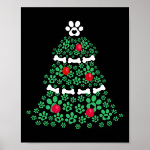 Póster Cute Navidad Perro Paw Árbol de Navidad Amantes De
