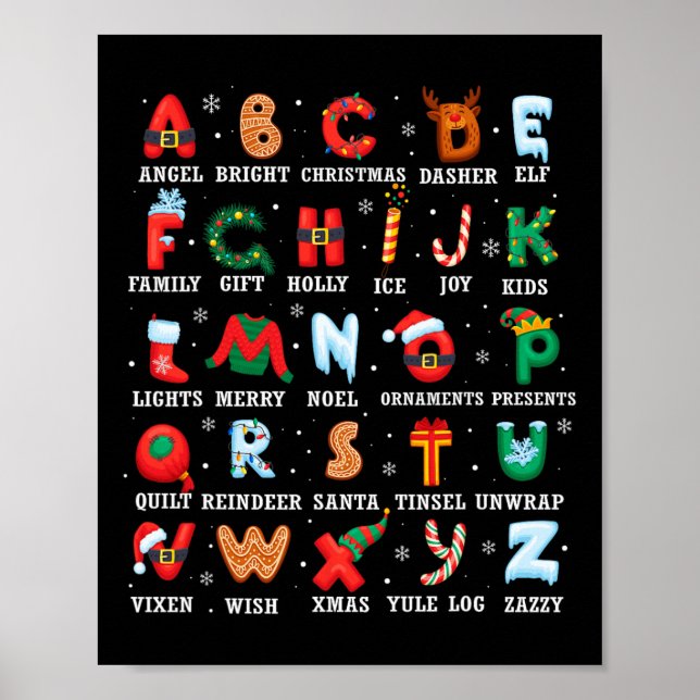 Póster Cute Navidades Alphabet Kindergarten Té preescolar (Frente)
