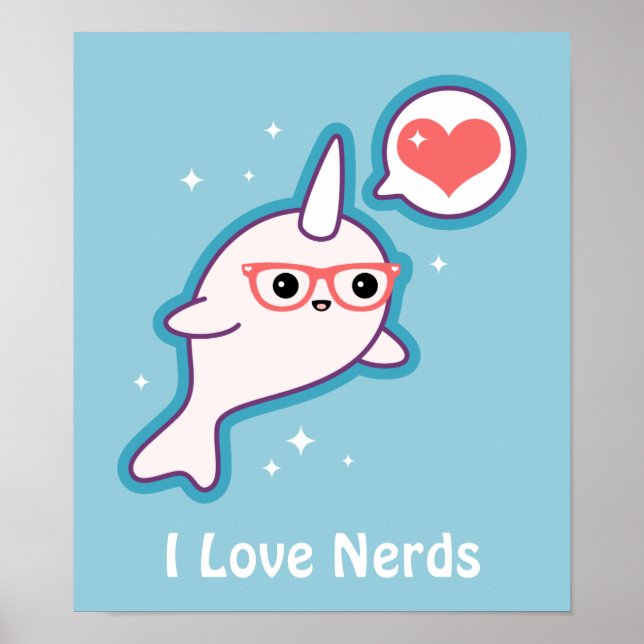 Póster Cute Nerd Narwhal (Frente)