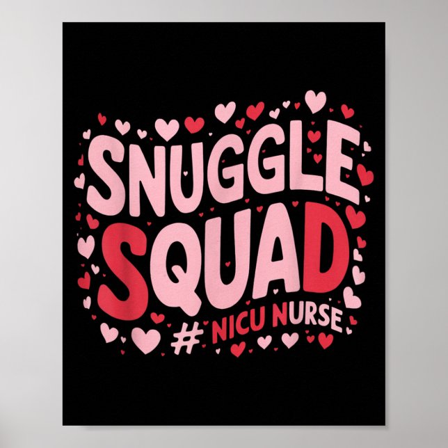 Póster Cute Nicu Nurse Valentines Day Snuggle Squad Neona (Frente)