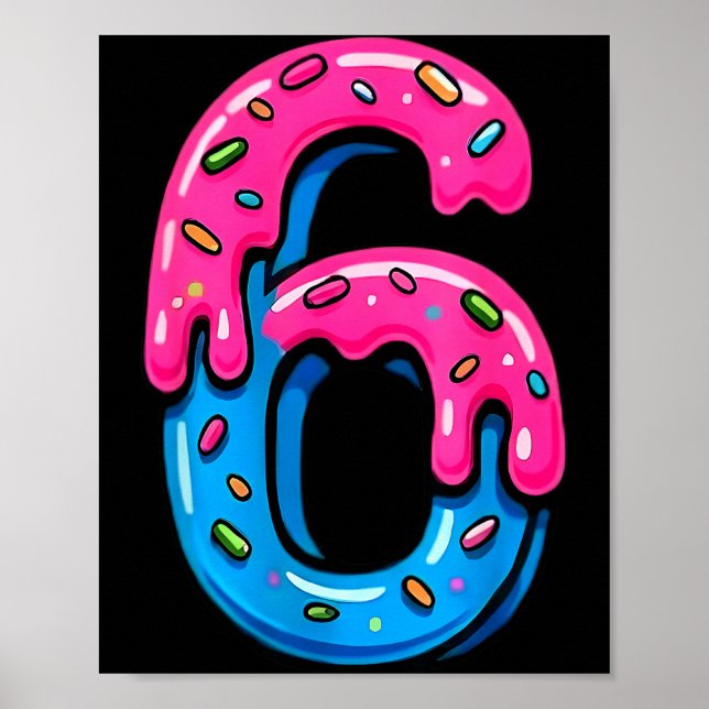 Póster Cute Number 6 Ice Cream Drip 67 Meme Costume Coupl (Frente)