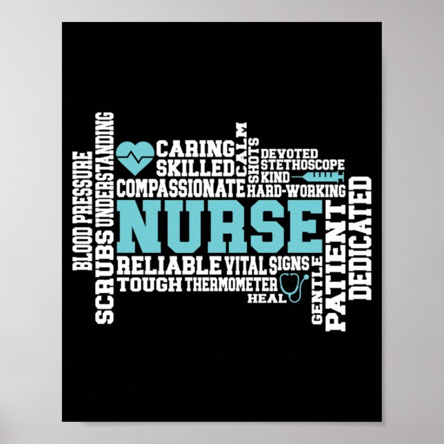 Póster Cute Nurse RN LVN Nursing School Medical (Frente)