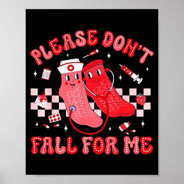 Póster Cute Nurse Valentine Non Slip Socks Please Don't F (Frente)