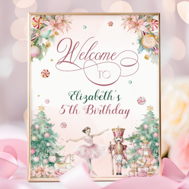 Póster Cute Nutcracker Girls Birthday Party Welcome Sign (Subido por el creador)