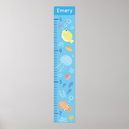 Póster Cute Ocean Animals Growth Chart