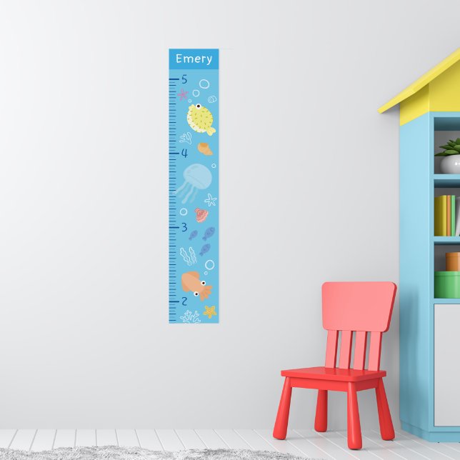 Póster Cute Ocean Animals Growth Chart (Guardería 1)