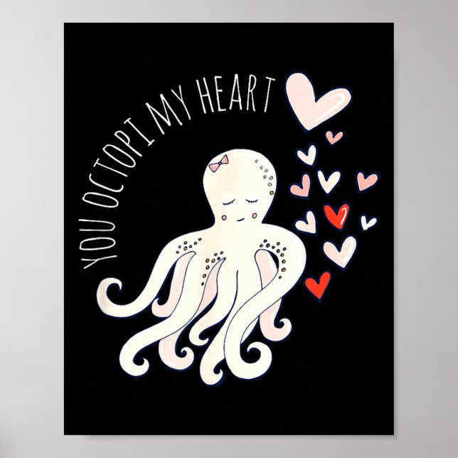 Póster Cute Octopus, You Octo My Heart, Valentine  (Frente)