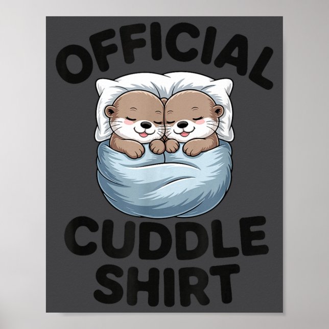 Póster Cute Otter Couple Cozy Cuddle  (Frente)