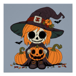 Póster Cute Otumn Witch