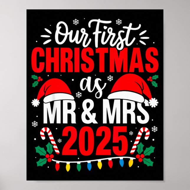Póster Cute Our First Christmas As Mr &amp; Mrs 2025 Coup (Frente)