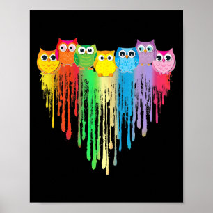 Póster Cute Owl Heart Lgbtq Orgulloso Mes del Orgullo Gay