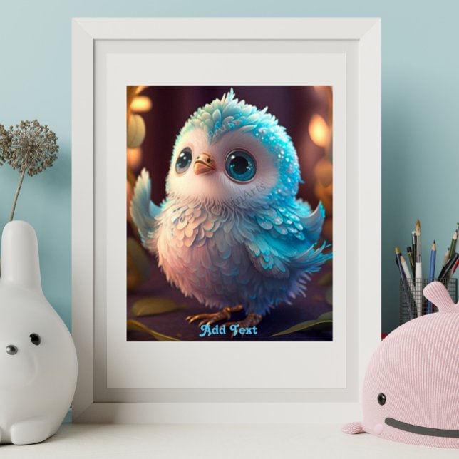 Póster Cute Pájaro Azul Caprichoso Plumas Brillantes Guar (Subido por el creador)