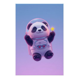 Póster Cute Panda Astronaut Kids Wall Art – Funny Space