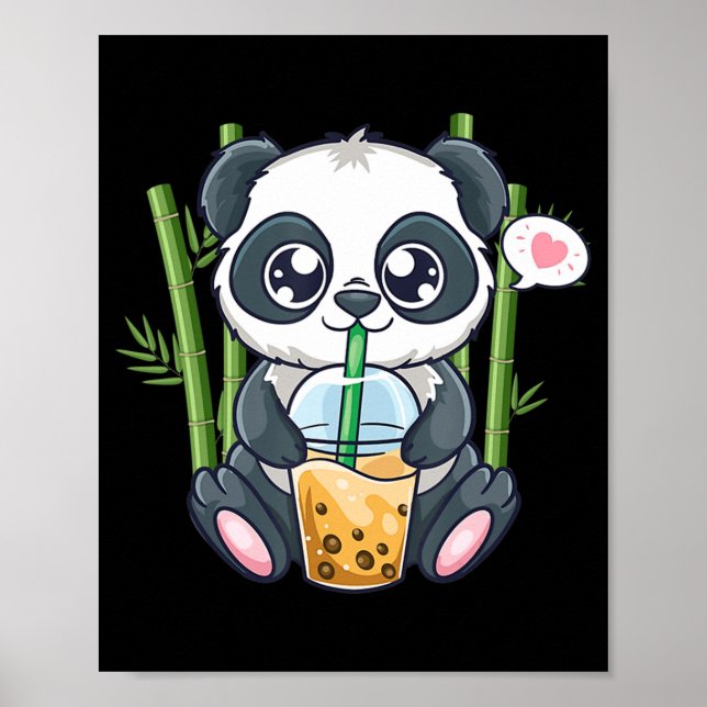 Póster Cute Panda Kawaii Anime Otaku Japanese Bubble Boba (Frente)