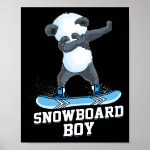 Póster Cute Panda Snowboard Esquí Dabbing Panda Snowb