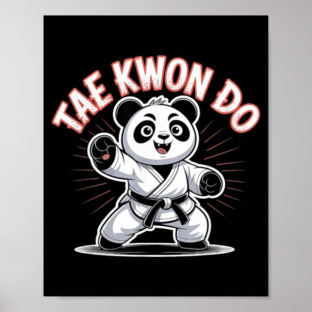 Póster Cute Panda Taekwondo - Divertido TKD MMA Coreano (Frente)