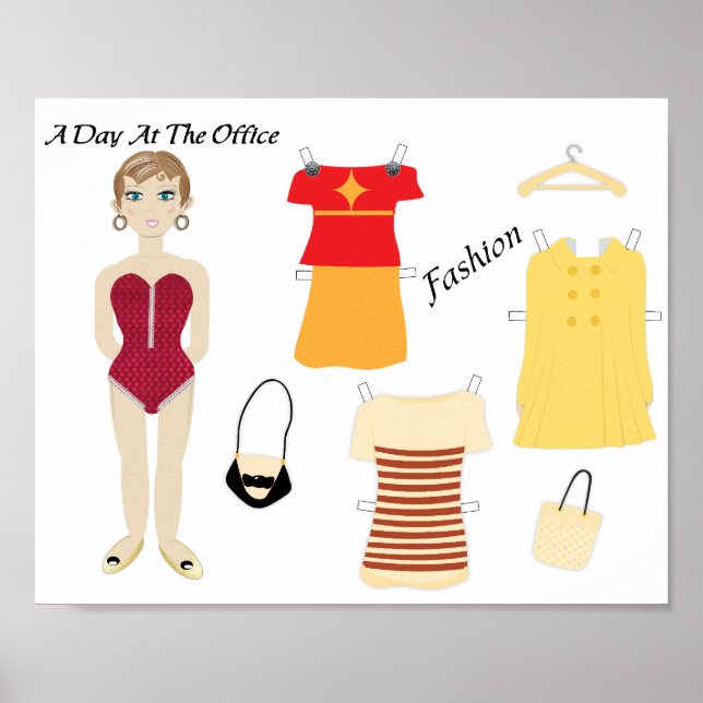 Póster Cute Paper Doll Fashion Art Print Poster (Frente)