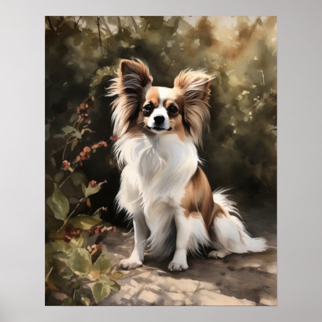 Póster Cute Papillon Dog Art Print Poster (Frente)