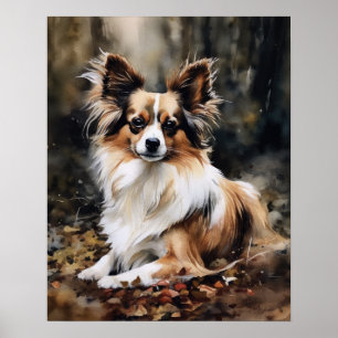 Póster Cute Papillon Dog Art Print Poster